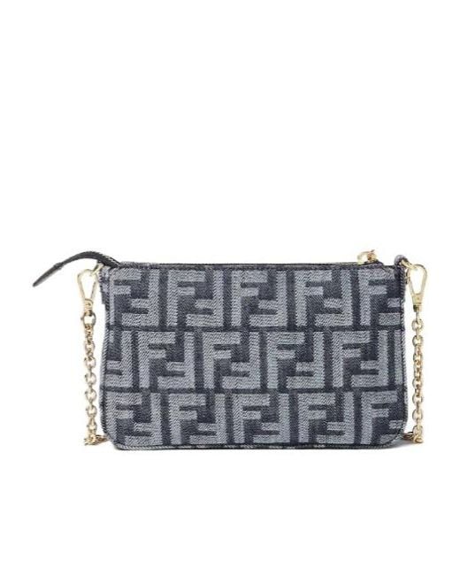 Fendi Blue Ff Fabric Baguette Pouch