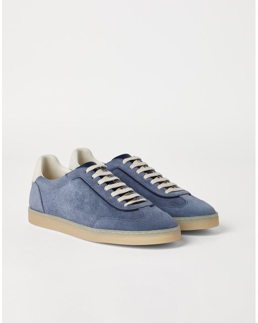 Brunello Cucinelli Blue Low-Top Lace-Up Sneakers for men