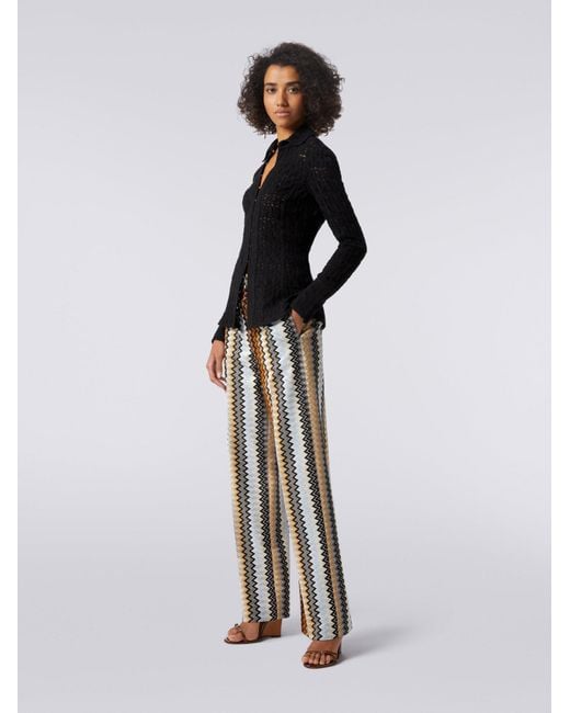 Missoni Natural Mid-Rise Wide-Leg Trousers