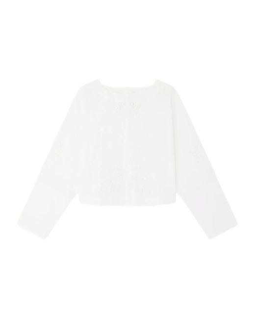 Soeur White Embroidered Long Sleeve Blouse