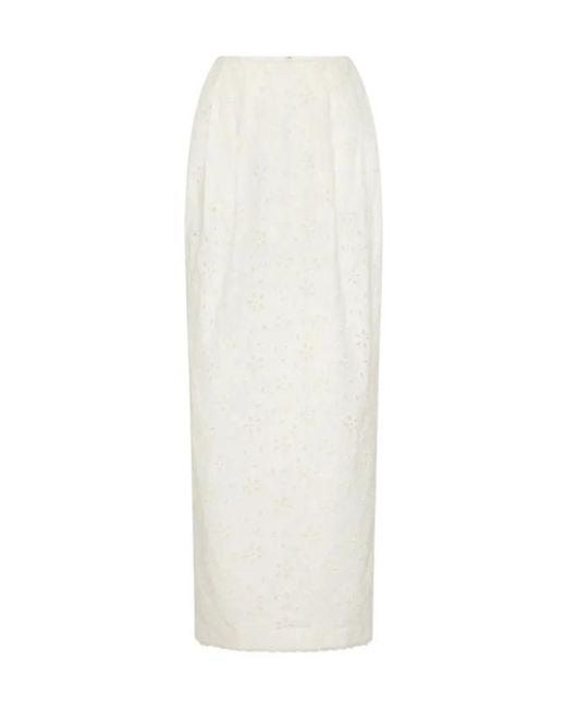 Posse White Pleated Midi Skirt