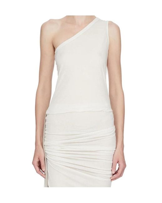 Rick Owens White Ziggy One-Shoulder Top