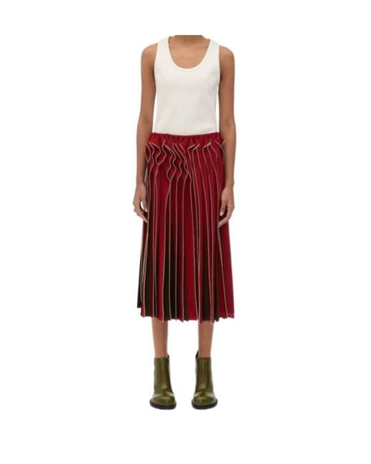 Bottega Veneta Red Viscose Frill Skirt