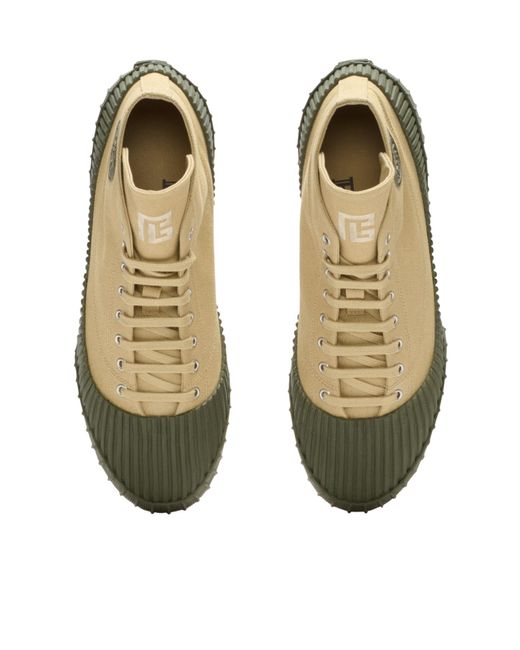 Balmain Green Riff Low Canvas Sneakers for men
