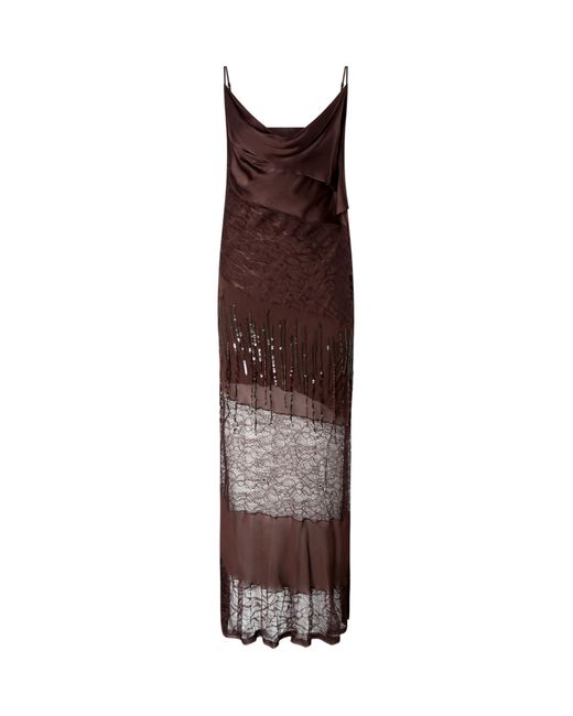 Pinko Brown Ibis Sacro Lace-Panelled Maxi Dress