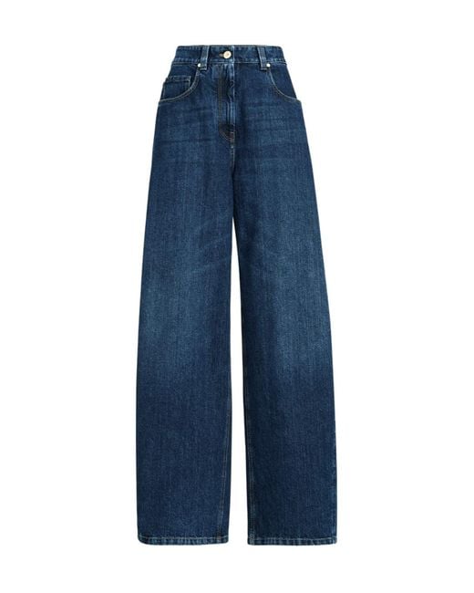 Brunello Cucinelli Blue Mid-Waisted Wide-Leg Jeans