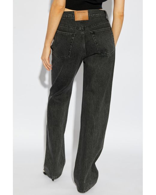 Alexander Wang Black Logo Embroidered Straight Leg Jeans