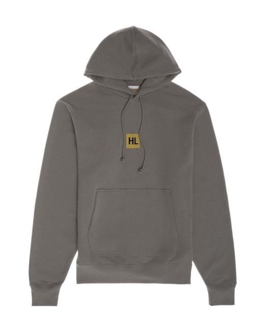 Helmut Lang Gray Drawstring Graphic-Print Hoodie for men