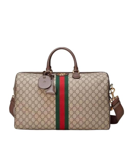 Gucci Brown Gg Supreme Ophidia Medium Carry-On Duffle Bag for men
