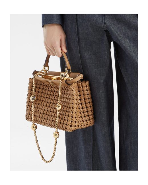 Fendi Brown Cappuccino-Colored Woven Leather Bag