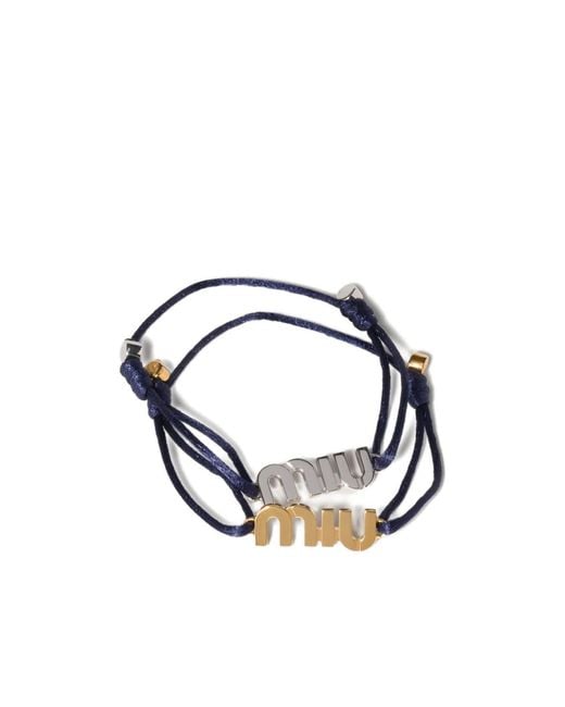 Miu Miu Blue Logo Cord Bracelets