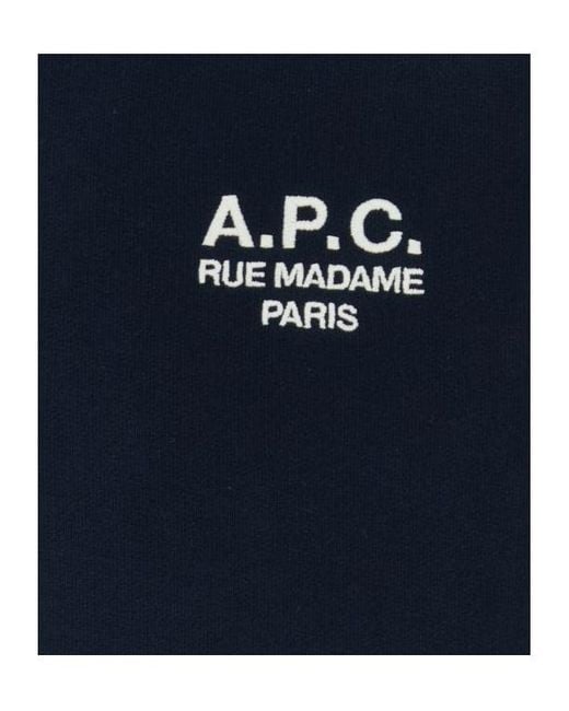A.P.C. Blue Logo Embroidered Crewneck Sweatshirt for men