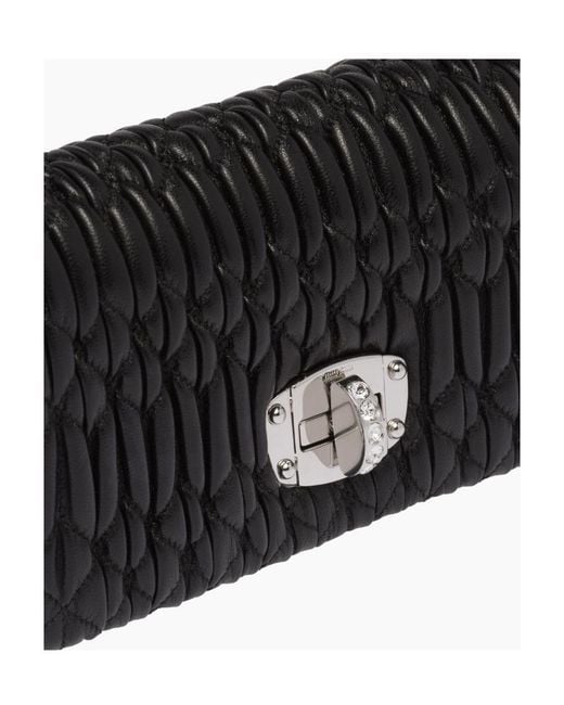 Miu Miu Black Miu Crystal Nappa Leather And Crystal Mini-Bag