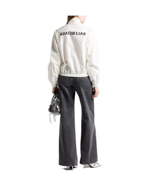 Balenciaga White Solid-Colored Baseball Jacket