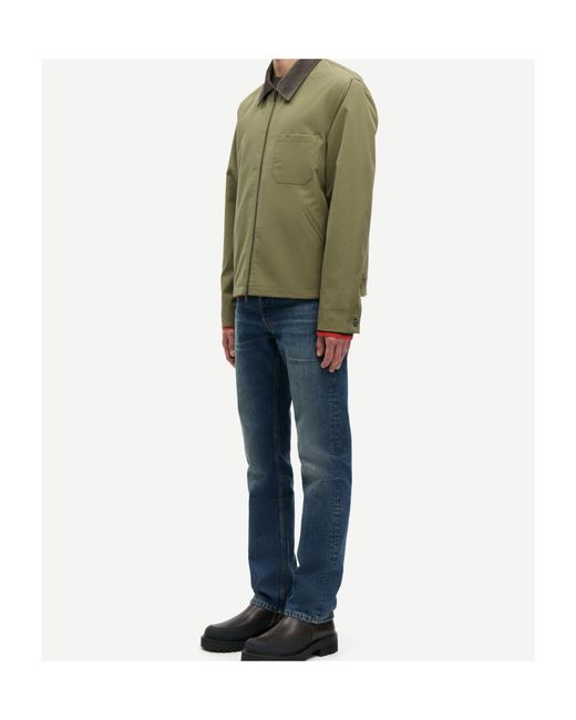 Samsøe & Samsøe Green Sarobin Z Chest-Pocket Contrastong-Collar Jacket for men