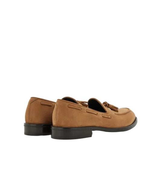 Canali Brown Nubuck Tassel Loafers With Rubber And Leather Soles for men