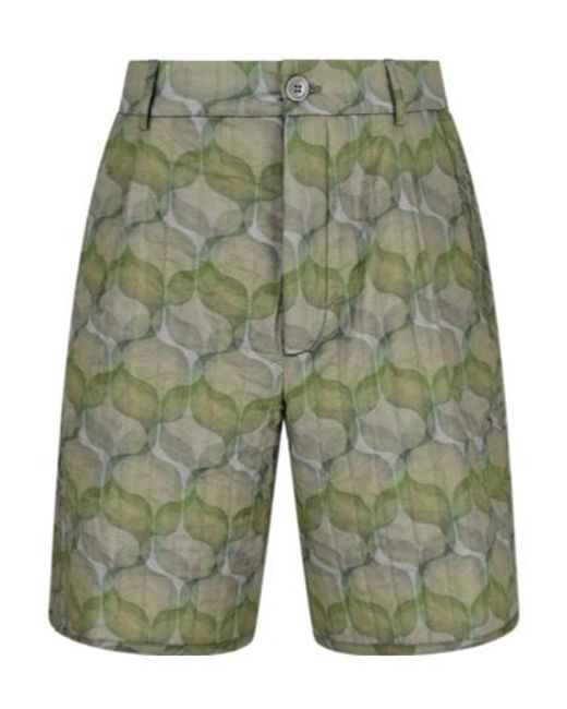 Dries Van Noten Green Belt-Loop Shorts for men