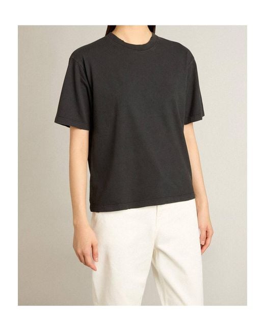 Golden Goose Deluxe Brand Black Logo Detailed Crewneck T-Shirt