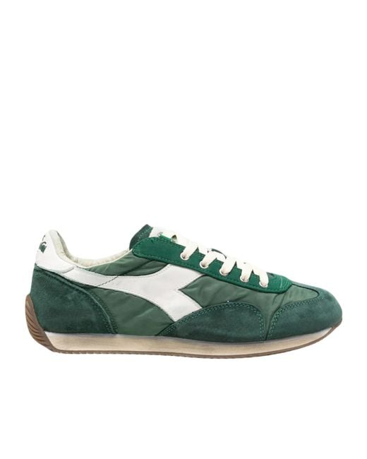 Diadora Green Suede-Panelled Sneakers for men