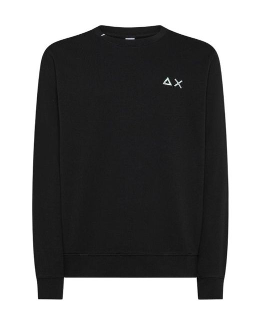 Sun 68 Black Logo Crew Neck Sweatshirt for men