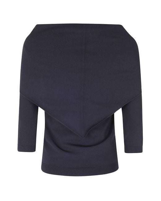 Max Mara Blue Boat-Neck Knit Top