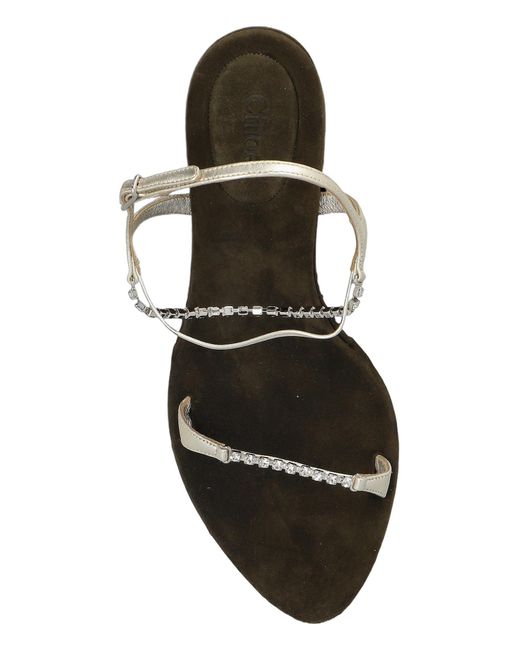 Chloé White Chloé Zia Embellished Heeled Sandals
