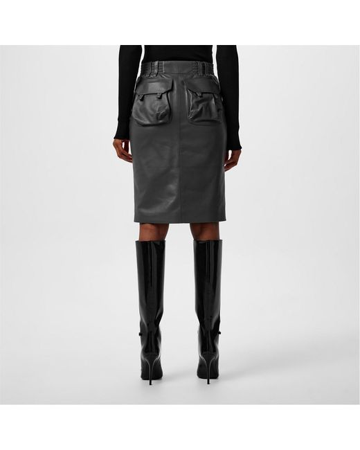 Saint Laurent Gray Large Pocket Pencil Skirt
