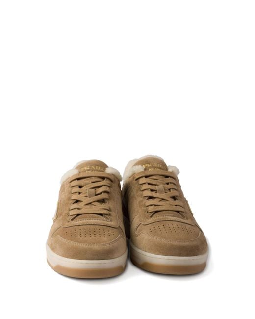 Prada Brown Downtown Suede Sneakers for men