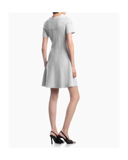 Emporio Armani White Short-Sleeved, Cropped, Round-Neck Dress