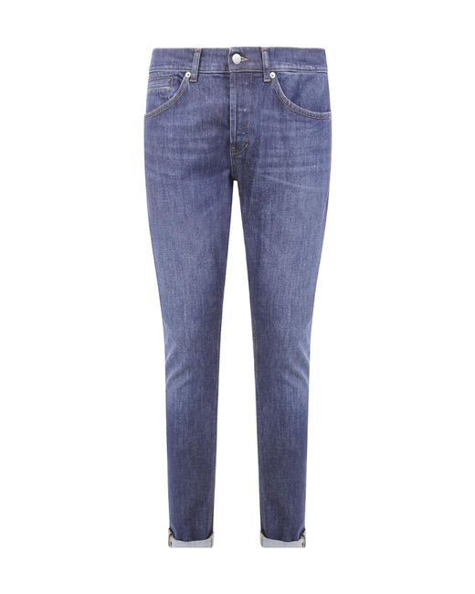 Dondup Blue Cuffed Denim Jeans for men