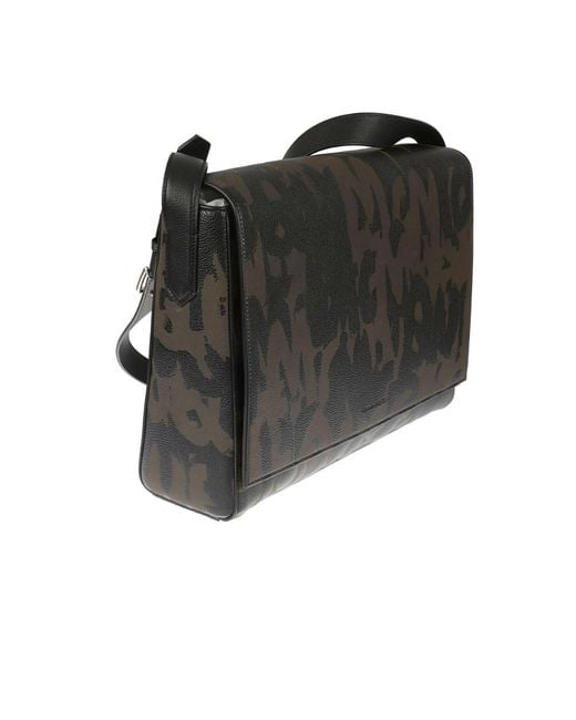 McQueen Black Logo All-Over Printed Shoulder Bag for men