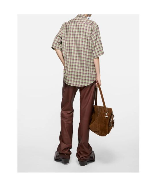 Acne Gray Checked Short-Sleeve Shirt