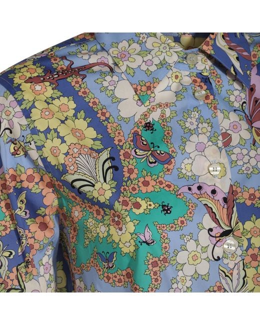 Etro Blue Paisley Printed Long-Sleeved Shirt