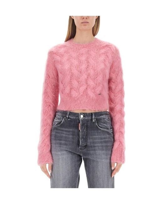 DSquared² Red Logo Plaque Brushed Effect Jumper