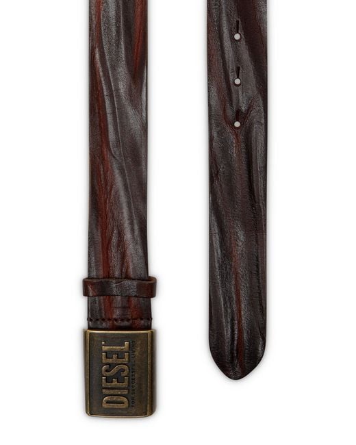 DIESEL Brown B-Metal Biscotto Belt for men
