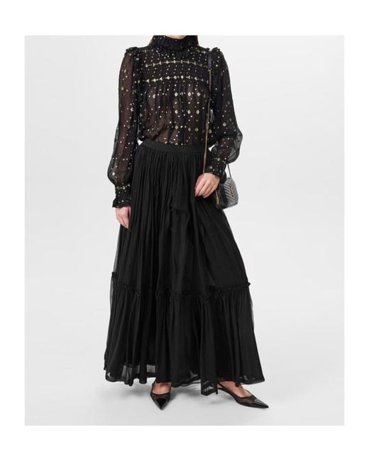 Saint Laurent Black Tulle A-Line Skirt