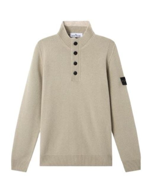 Stone Island Natural Regular-Fit Half-Zip Jumper With Button Placket for men