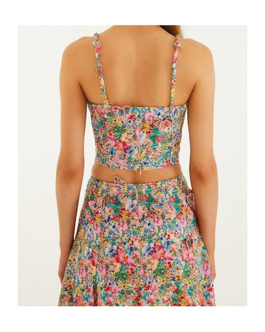 Farm Rio Multicolor Peasant Floral Butterflies Top