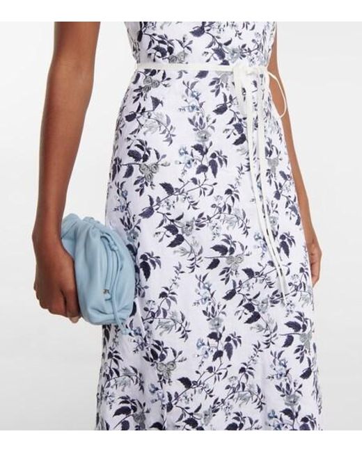 Erdem White Otto Embroidered Linen Midi Dress