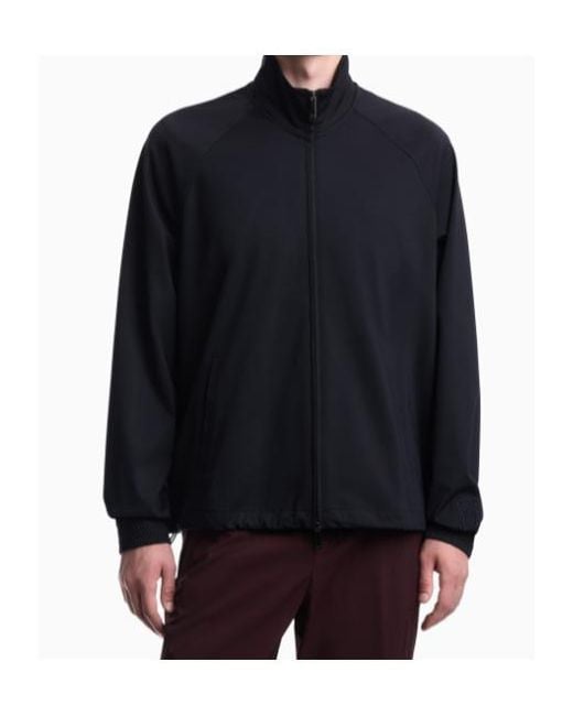Emporio Armani Blue Raglan-Sleeve Zip-Up Sweatshirt for men