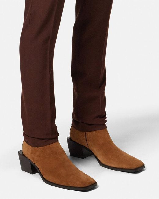 Versace Brown Block Heeled Zipped Ankle Boots for men