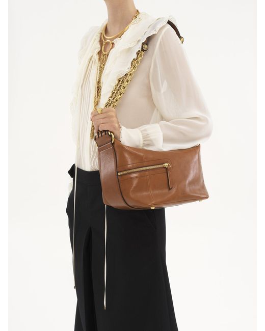 Chloé Brown Chain-Trimmed Leather Bag