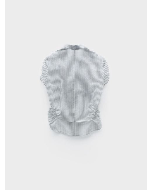 Low Classic Gray Ruffled Striped Shirt