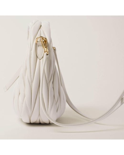 Miu Miu White Wander Matelassé Nappa Leather Hobo Mini-Bag