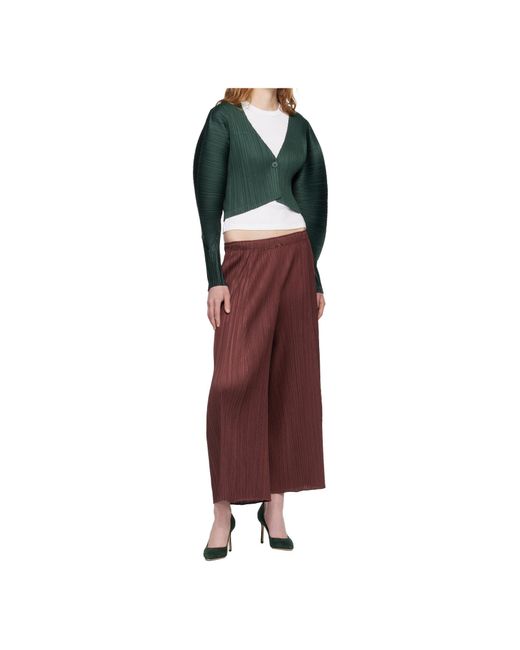 Pleats Please Issey Miyake Red Plissé Trousers