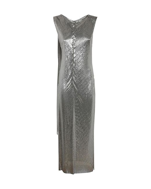 Rabanne Gray Metallic Effect Sleeveless Dress