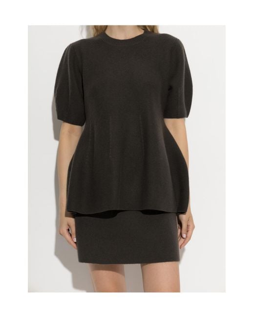 Lisa Yang Black Mella Short-Sleeve Knitted Top
