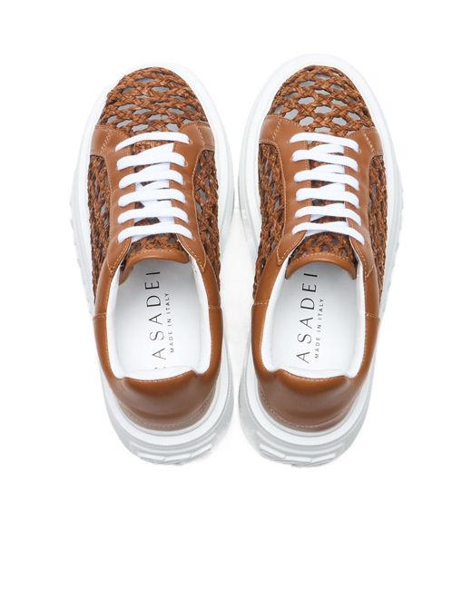 Casadei White Nexus Versilia Woven Platform Sneakers