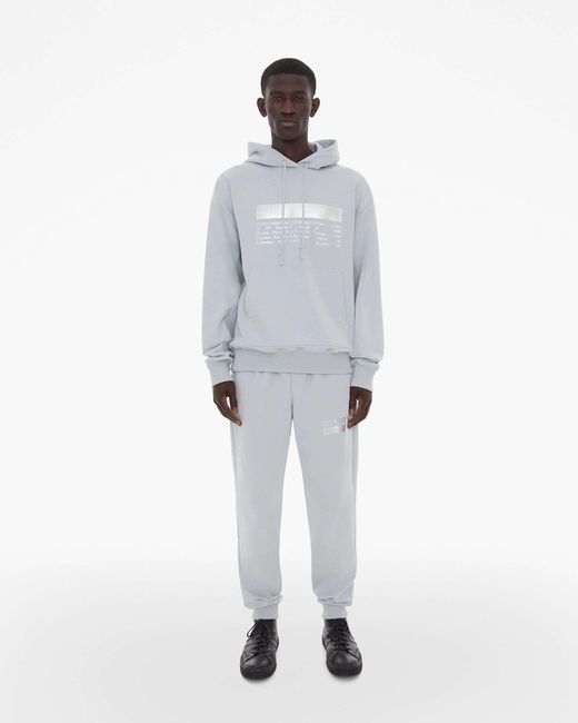 Helmut Lang Gray Logo-Print Cotton Hoodie for men