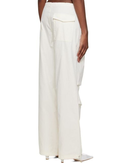 Dion Lee White Drawstring Parachute Trousers for men